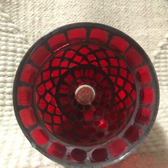 Vintage Estate Gorgeous 7” Crimson Red Mosaic Candle/ Flower Vase - Picture 8 of 13